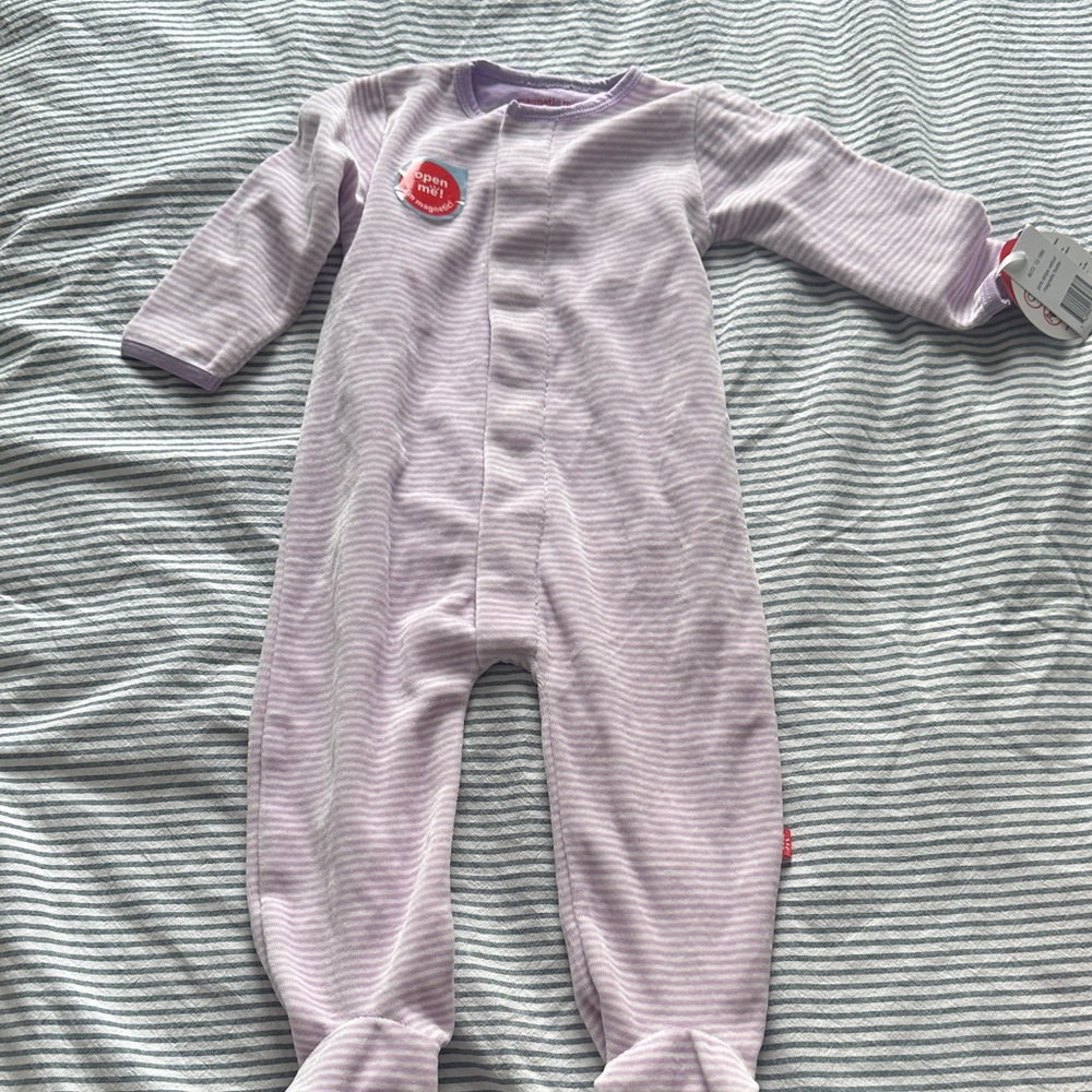 Magnetic Me Lavender Striped Footie
